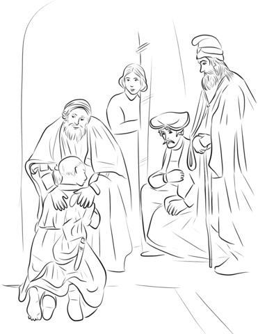 Return Of The Prodigal Son By Rembrandt Coloring Page